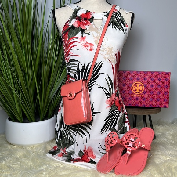 Tory Burch Patent Leather Miller Sandals and Phone Crossbody SET - Picture 1 of 16